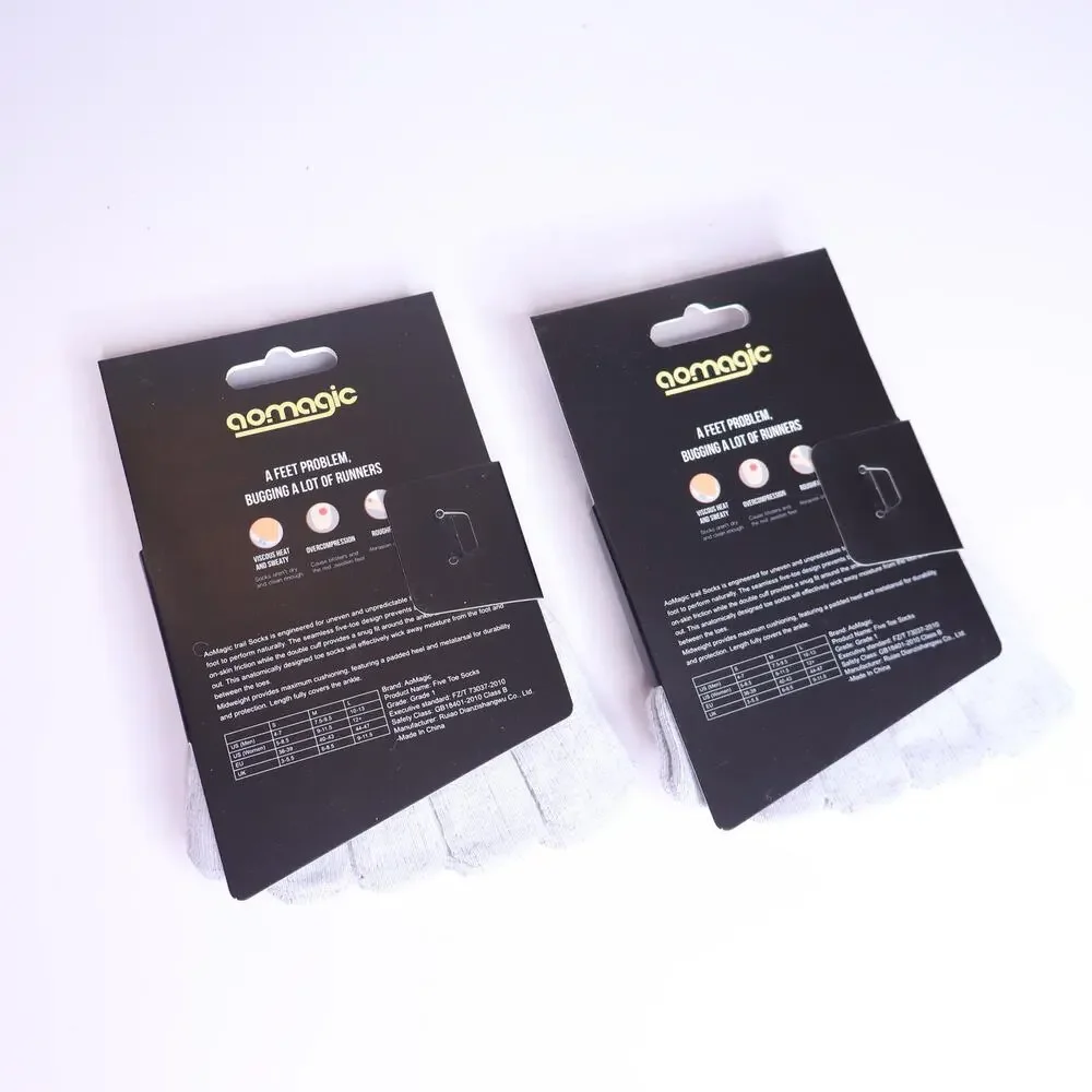 AOMAGIC Coolmax Sports Toe Socks NWT Light Gray 2 Pack Unisex L